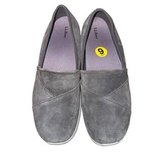 NEW L.L. Bean Back Cove Stretch Womens 9 Slip On Grey Nubuck Walking Shoe 510584